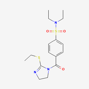 molecular formula C16H23N3O3S2 B2856100 N,N-diethyl-4-(2-ethylsulfanyl-4,5-dihydroimidazole-1-carbonyl)benzenesulfonamide CAS No. 862826-64-0