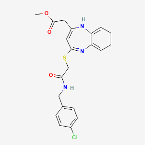 molecular formula C21H20ClN3O3S B2856109 甲基[4-({2-[(4-氯苄基)氨基]-2-氧代乙基}硫基)-1H-1,5-苯并二氮杂卓-2-基]乙酸酯 CAS No. 1251614-15-9