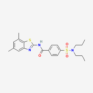 molecular formula C22H27N3O3S2 B2856112 N-(5,7-二甲基-1,3-苯并噻唑-2-基)-4-(二丙基磺酰基)苯甲酰胺 CAS No. 896676-65-6