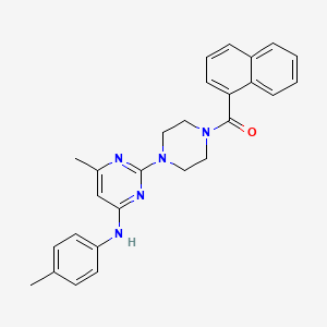 molecular formula C27H27N5O B2856113 (4-(4-Methyl-6-(p-tolylamino)pyrimidin-2-yl)piperazin-1-yl)(naphthalen-1-yl)methanone CAS No. 923123-48-2