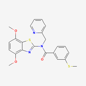 molecular formula C23H21N3O3S2 B2856114 N-(4,7-dimethoxybenzo[d]thiazol-2-yl)-3-(methylthio)-N-(pyridin-2-ylmethyl)benzamide CAS No. 886946-57-2