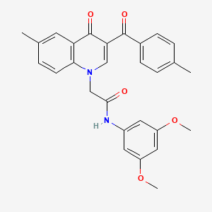molecular formula C28H26N2O5 B2856115 N-(3,5-dimethoxyphenyl)-2-(6-methyl-3-(4-methylbenzoyl)-4-oxoquinolin-1(4H)-yl)acetamide CAS No. 898344-33-7
