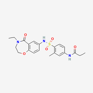 molecular formula C21H25N3O5S B2856118 N-(4-(N-(4-乙基-5-氧代-2,3,4,5-四氢苯并[f][1,4]恶杂环庚-7-基)磺酰胺)-3-甲基苯基)丙酰胺 CAS No. 922062-62-2