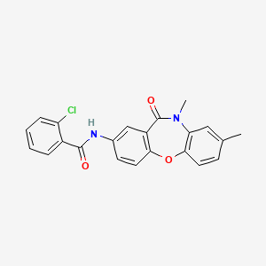 molecular formula C22H17ClN2O3 B2856121 2-chloro-N-(8,10-dimethyl-11-oxo-10,11-dihydrodibenzo[b,f][1,4]oxazepin-2-yl)benzamide CAS No. 922135-71-5