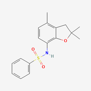 molecular formula C17H19NO3S B2856122 N-(2,2,4-trimethyl-2,3-dihydro-1-benzofuran-7-yl)benzenesulfonamide CAS No. 866042-46-8