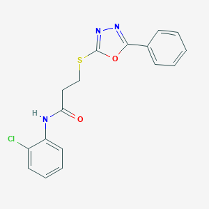 molecular formula C17H14ClN3O2S B285613 N-(2-chlorophenyl)-3-[(5-phenyl-1,3,4-oxadiazol-2-yl)thio]propanamide 