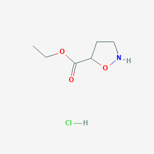 molecular formula C6H12ClNO3 B2856131 Ethyl 1,2-oxazolidine-5-carboxylate hydrochloride CAS No. 36839-08-4