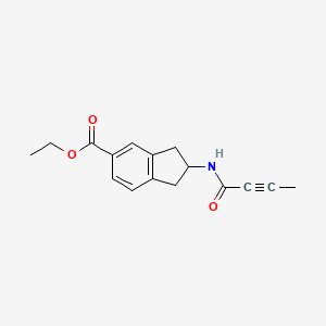 molecular formula C16H17NO3 B2856132 Ethyl 2-(but-2-ynoylamino)-2,3-dihydro-1H-indene-5-carboxylate CAS No. 2411278-45-8