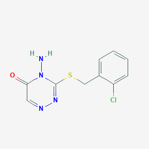 molecular formula C10H9ClN4OS B2856135 4-Amino-3-[(2-chlorophenyl)methylsulfanyl]-1,2,4-triazin-5-one CAS No. 869068-65-5
