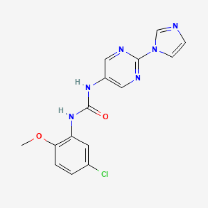 molecular formula C15H13ClN6O2 B2856136 1-(2-(1H-imidazol-1-yl)pyrimidin-5-yl)-3-(5-chloro-2-methoxyphenyl)urea CAS No. 1421474-86-3