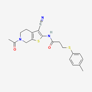 N-(6-acetyl-3-cyano-5,7-dihydro-4H-thieno[2,3-c]pyridin-2-yl)-3-(4-methylphenyl)sulfanylpropanamide
