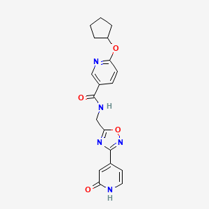 molecular formula C19H19N5O4 B2856145 6-(cyclopentyloxy)-N-((3-(2-oxo-1,2-dihydropyridin-4-yl)-1,2,4-oxadiazol-5-yl)methyl)nicotinamide CAS No. 2034368-74-4