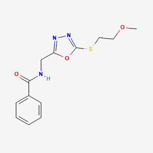 molecular formula C13H15N3O3S B2856152 N-[[5-(2-methoxyethylsulfanyl)-1,3,4-oxadiazol-2-yl]methyl]benzamide CAS No. 921106-54-9