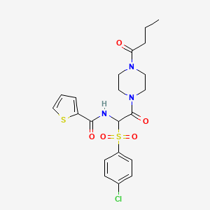 molecular formula C21H24ClN3O5S2 B2856161 N-(2-(4-butyrylpiperazin-1-yl)-1-((4-chlorophenyl)sulfonyl)-2-oxoethyl)thiophene-2-carboxamide CAS No. 1025032-46-5