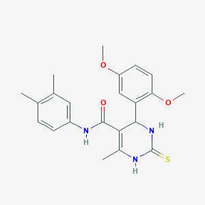 molecular formula C22H25N3O3S B2856164 4-(2,5-dimethoxyphenyl)-N-(3,4-dimethylphenyl)-6-methyl-2-sulfanylidene-3,4-dihydro-1H-pyrimidine-5-carboxamide CAS No. 406691-85-8