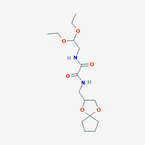 molecular formula C16H28N2O6 B2856177 N1-(1,4-二氧杂螺[4.4]壬烷-2-基甲基)-N2-(2,2-二乙氧基乙基)草酰胺 CAS No. 899734-20-4