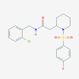 molecular formula C20H22ClFN2O3S B2856179 N-(2-chlorobenzyl)-2-(1-((4-fluorophenyl)sulfonyl)piperidin-2-yl)acetamide CAS No. 1021119-01-6
