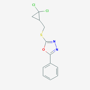 molecular formula C12H10Cl2N2OS B285618 2-{[(2,2-Dichlorocyclopropyl)methyl]thio}-5-phenyl-1,3,4-oxadiazole 