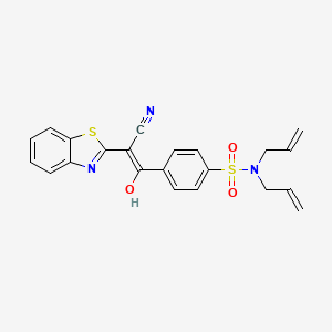 molecular formula C22H19N3O3S2 B2856180 4-{2-cyano-2-[(2E)-2,3-dihydro-1,3-benzothiazol-2-ylidene]acetyl}-N,N-bis(prop-2-en-1-yl)benzene-1-sulfonamide CAS No. 476642-31-6