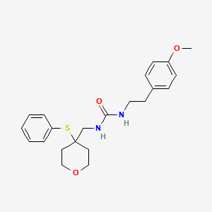 molecular formula C22H28N2O3S B2856181 1-(4-methoxyphenethyl)-3-((4-(phenylthio)tetrahydro-2H-pyran-4-yl)methyl)urea CAS No. 1797059-64-3