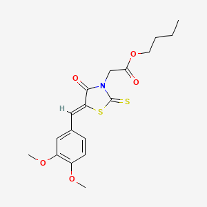 molecular formula C18H21NO5S2 B2856183 butyl 2-[(5Z)-5-[(3,4-dimethoxyphenyl)methylidene]-4-oxo-2-sulfanylidene-1,3-thiazolidin-3-yl]acetate CAS No. 681833-40-9