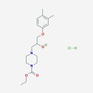 molecular formula C18H29ClN2O4 B2856199 Ethyl 4-[3-(3,4-dimethylphenoxy)-2-hydroxypropyl]piperazine-1-carboxylate CAS No. 473803-90-6