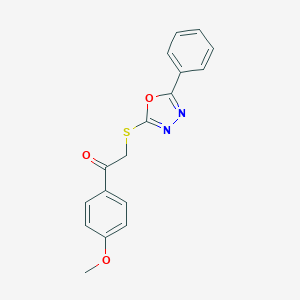molecular formula C17H14N2O3S B285620 1-(4-Methoxyphenyl)-2-[(5-phenyl-1,3,4-oxadiazol-2-yl)sulfanyl]ethanone 