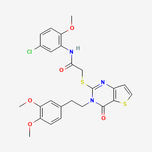 molecular formula C25H24ClN3O5S2 B2856202 N-(5-chloro-2-methoxyphenyl)-2-((3-(3,4-dimethoxyphenethyl)-4-oxo-3,4-dihydrothieno[3,2-d]pyrimidin-2-yl)thio)acetamide CAS No. 1798679-88-5