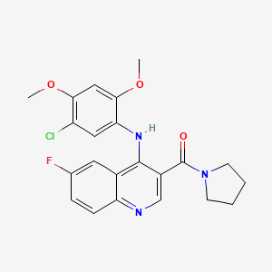 (4-((5-Chloro-2,4-dimethoxyphenyl)amino)-6-fluoroquinolin-3-yl)(pyrrolidin-1-yl)methanone