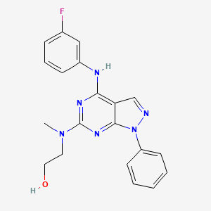 2-[{4-[(3-fluorophenyl)amino]-1-phenyl-1H-pyrazolo[3,4-d]pyrimidin-6-yl}(methyl)amino]ethanol