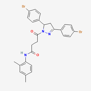 molecular formula C27H25Br2N3O2 B2856225 4-[3,5-bis(4-bromophenyl)-4,5-dihydro-1H-pyrazol-1-yl]-N-(2,4-dimethylphenyl)-4-oxobutanamide CAS No. 313398-45-7