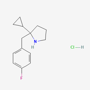 molecular formula C14H19ClFN B2856243 2-Cyclopropyl-2-[(4-fluorophenyl)methyl]pyrrolidine;hydrochloride CAS No. 2126161-10-0