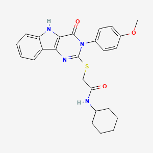 molecular formula C25H26N4O3S B2856248 N-cyclohexyl-2-[[3-(4-methoxyphenyl)-4-oxo-5H-pyrimido[5,4-b]indol-2-yl]sulfanyl]acetamide CAS No. 536707-46-7