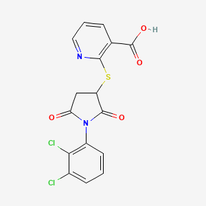 molecular formula C16H10Cl2N2O4S B2856252 2-((1-(2,3-Dichlorophenyl)-2,5-dioxopyrrolidin-3-yl)thio)nicotinic acid CAS No. 838882-67-0