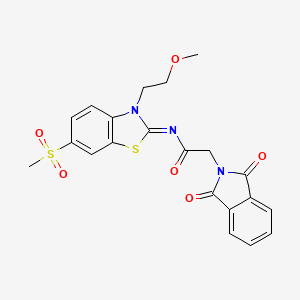 molecular formula C21H19N3O6S2 B2856258 2-(1,3-dioxoisoindol-2-yl)-N-[3-(2-methoxyethyl)-6-methylsulfonyl-1,3-benzothiazol-2-ylidene]acetamide CAS No. 864977-20-8