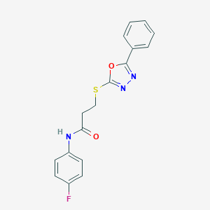 molecular formula C17H14FN3O2S B285626 N-(4-fluorophenyl)-3-[(5-phenyl-1,3,4-oxadiazol-2-yl)sulfanyl]propanamide 