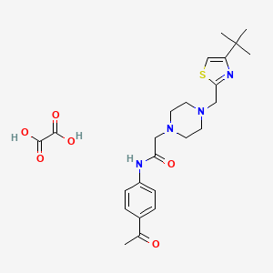 molecular formula C24H32N4O6S B2856264 N-(4-acetylphenyl)-2-(4-((4-(tert-butyl)thiazol-2-yl)methyl)piperazin-1-yl)acetamide oxalate CAS No. 1351612-56-0
