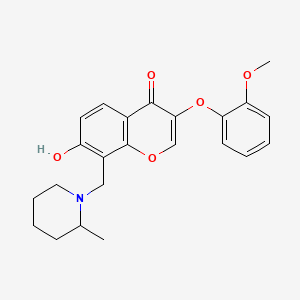 molecular formula C23H25NO5 B2856272 7-hydroxy-3-(2-methoxyphenoxy)-8-((2-methylpiperidin-1-yl)methyl)-4H-chromen-4-one CAS No. 847340-31-2
