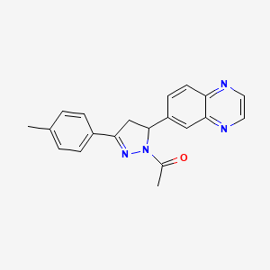 molecular formula C20H18N4O B2856276 1-(5-(quinoxalin-6-yl)-3-(p-tolyl)-4,5-dihydro-1H-pyrazol-1-yl)ethanone CAS No. 1010889-40-3