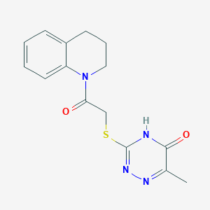 molecular formula C15H16N4O2S B2856277 3-((2-(3,4-dihydroquinolin-1(2H)-yl)-2-oxoethyl)thio)-6-methyl-1,2,4-triazin-5(4H)-one CAS No. 296773-82-5