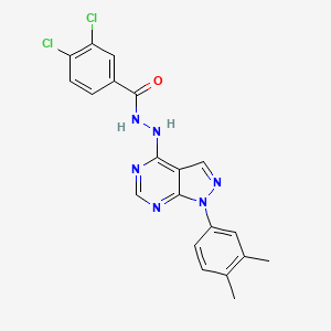 molecular formula C20H16Cl2N6O B2856280 3,4-dichloro-N'-(1-(3,4-dimethylphenyl)-1H-pyrazolo[3,4-d]pyrimidin-4-yl)benzohydrazide CAS No. 890941-80-7