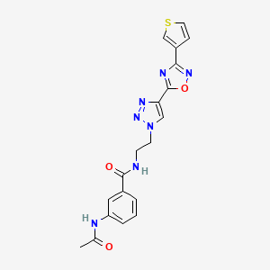 molecular formula C19H17N7O3S B2856287 3-acetamido-N-(2-(4-(3-(thiophen-3-yl)-1,2,4-oxadiazol-5-yl)-1H-1,2,3-triazol-1-yl)ethyl)benzamide CAS No. 2034346-30-8