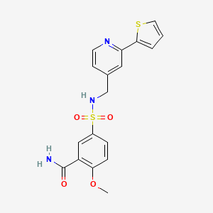 2-methoxy-5-(N-((2-(thiophen-2-yl)pyridin-4-yl)methyl)sulfamoyl)benzamide