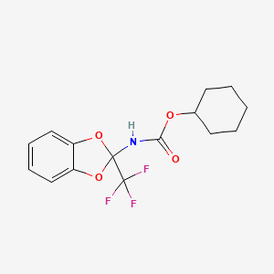 molecular formula C15H16F3NO4 B2856312 Cyclohexyl (2-(trifluoromethyl)benzo[d][1,3]dioxol-2-yl)carbamate CAS No. 321944-20-1