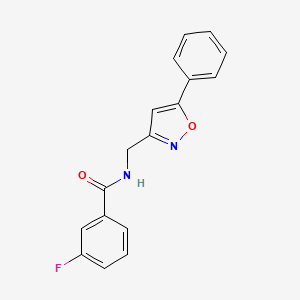 molecular formula C17H13FN2O2 B2856315 3-fluoro-N-((5-phenylisoxazol-3-yl)methyl)benzamide CAS No. 946340-06-3