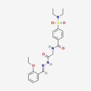 molecular formula C22H28N4O5S B2856321 (E)-4-(N,N-diethylsulfamoyl)-N-(2-(2-(2-ethoxybenzylidene)hydrazinyl)-2-oxoethyl)benzamide CAS No. 391885-22-6