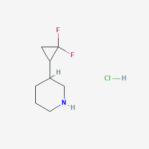 molecular formula C8H14ClF2N B2856322 3-(2,2-Difluorocyclopropyl)piperidine hydrochloride CAS No. 2098109-77-2