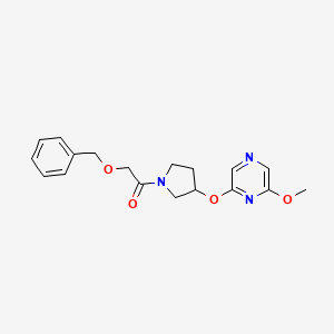 molecular formula C18H21N3O4 B2856332 2-(Benzyloxy)-1-(3-((6-methoxypyrazin-2-yl)oxy)pyrrolidin-1-yl)ethanone CAS No. 2034399-26-1