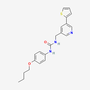 molecular formula C21H23N3O2S B2856333 1-(4-Butoxyphenyl)-3-((5-(thiophen-2-yl)pyridin-3-yl)methyl)urea CAS No. 2034597-97-0