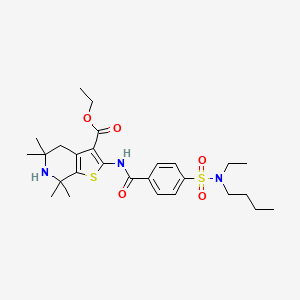 ethyl 2-(4-(N-butyl-N-ethylsulfamoyl)benzamido)-5,5,7,7-tetramethyl-4,5,6,7-tetrahydrothieno[2,3-c]pyridine-3-carboxylate